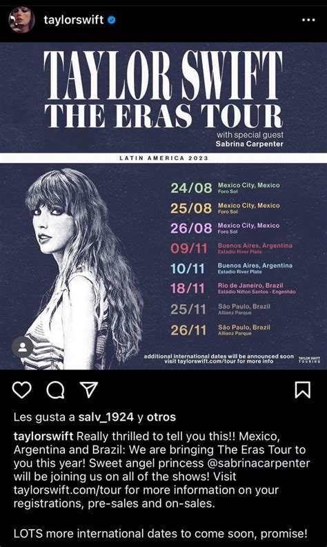  Swift will be performing in Buenos Aires for three nights back-to-back before heading to Rio de Janeiro in Brazil for a three-night run from Nov. 17-19, and then she'll be wrapping up the South ... 